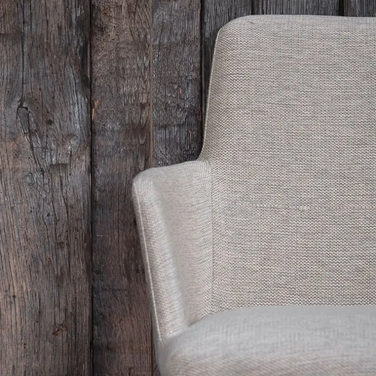 Rob C02 Mobitec® Fauteuil de salle à manger cocooning en tissu et pieds bois