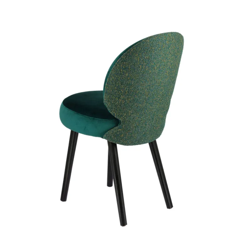 Severus Chaise cosy bicolore en tissu avec pieds bois