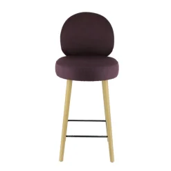 Severus Tabouret snack cosy en tissu avec pieds en bois