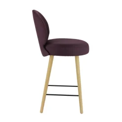 Severus Tabouret snack cosy en tissu avec pieds en bois