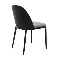 SimoneChaise bimatière en tissu dossier bois avec pieds en métal