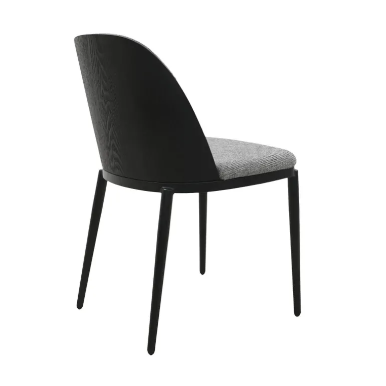 SimoneChaise bimatière en tissu dossier bois avec pieds en métal