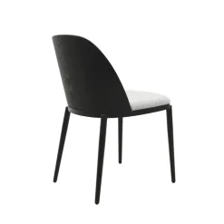 SimoneChaise bimatière en tissu dossier bois avec pieds en métal