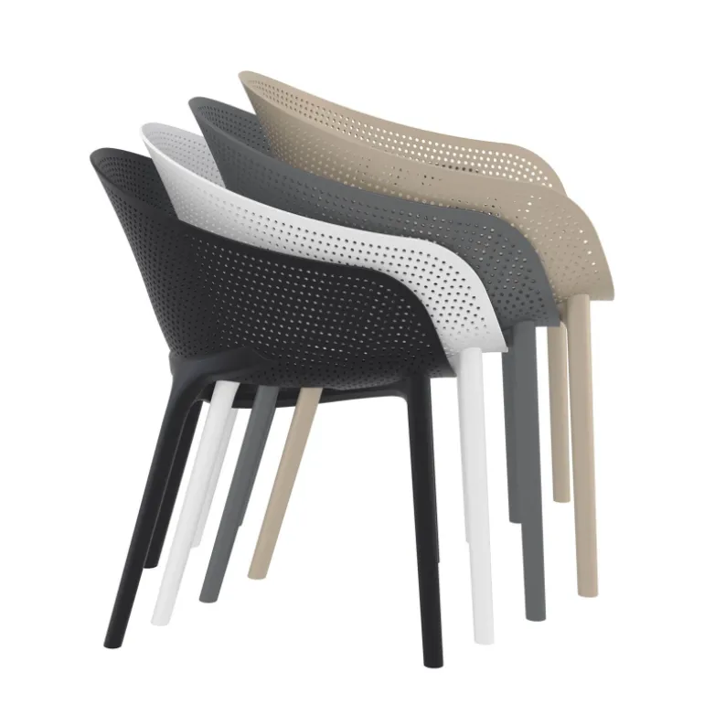 Sky Pro Fauteuil moderne empilable avec coque microperforée en polypropylène