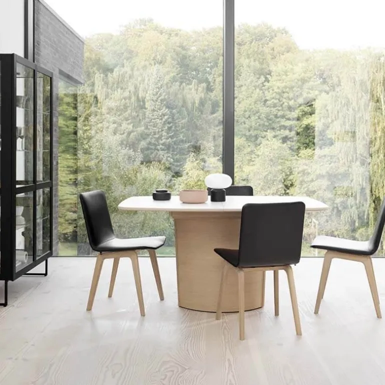 SM116/SM117 Table scandinave pied central extensible en stratifié fabriquée au Danemark