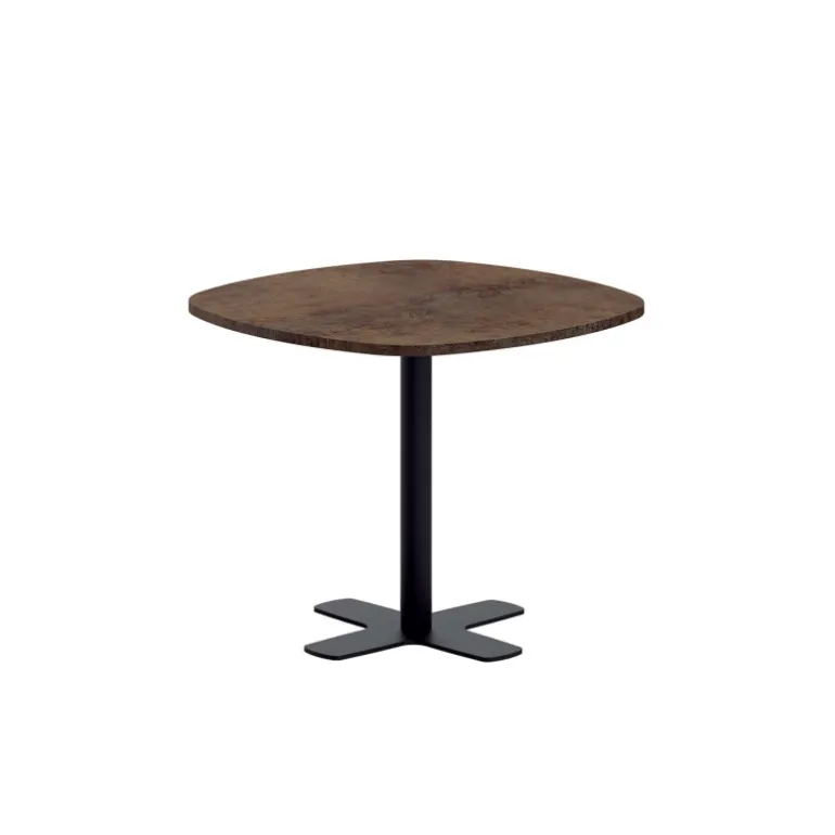 Spinner Table de cuisine carrée bords arrondis en stratifié avec pied central