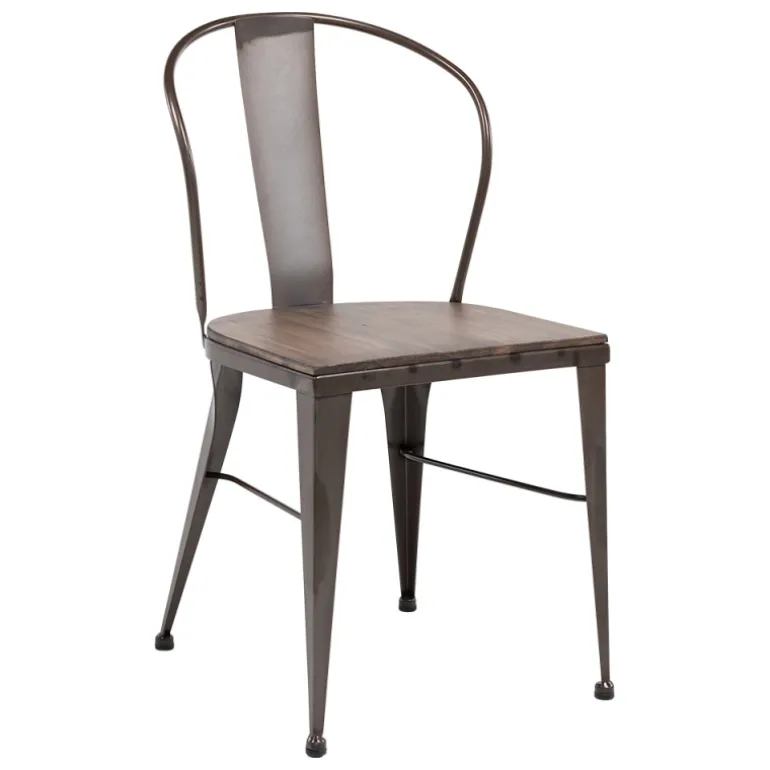 Turia 631 Chaise industrielle vintage en métal avec assise bois