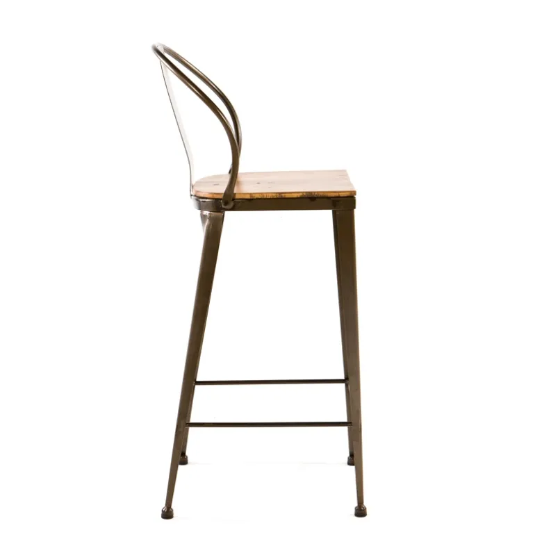 Turia TB 317 Tabouret industriel en métal et bois