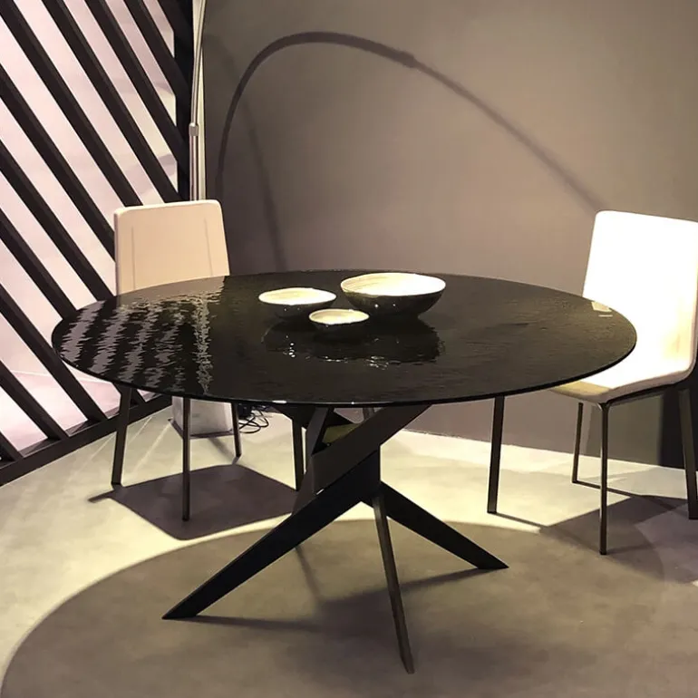 Vertigo Table ronde en verre design italien pied central