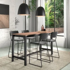 Vienna Table haute de cuisine hauteur 90 cm en stratifié et métal