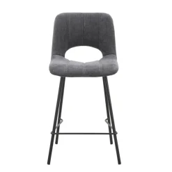 WilliamTabouret cosy en tissu avec pieds en métal noir