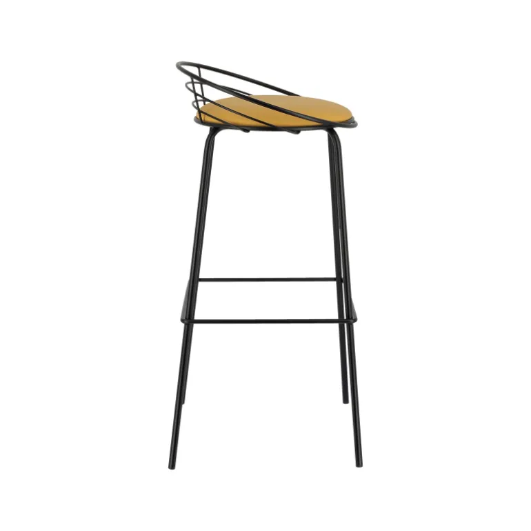 Yaël Carrier® Tabouret haut français rembourré en métal et simili